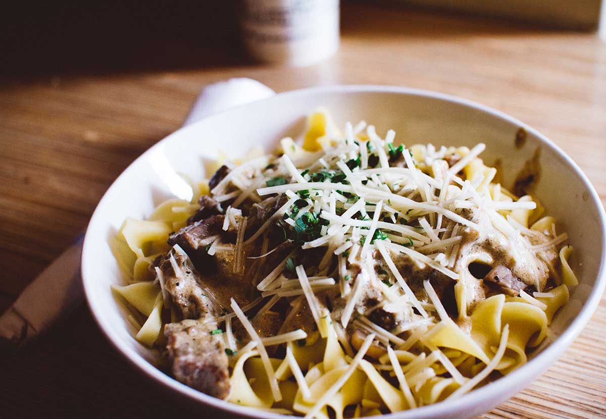 Italian famous pasta with meat and cheese